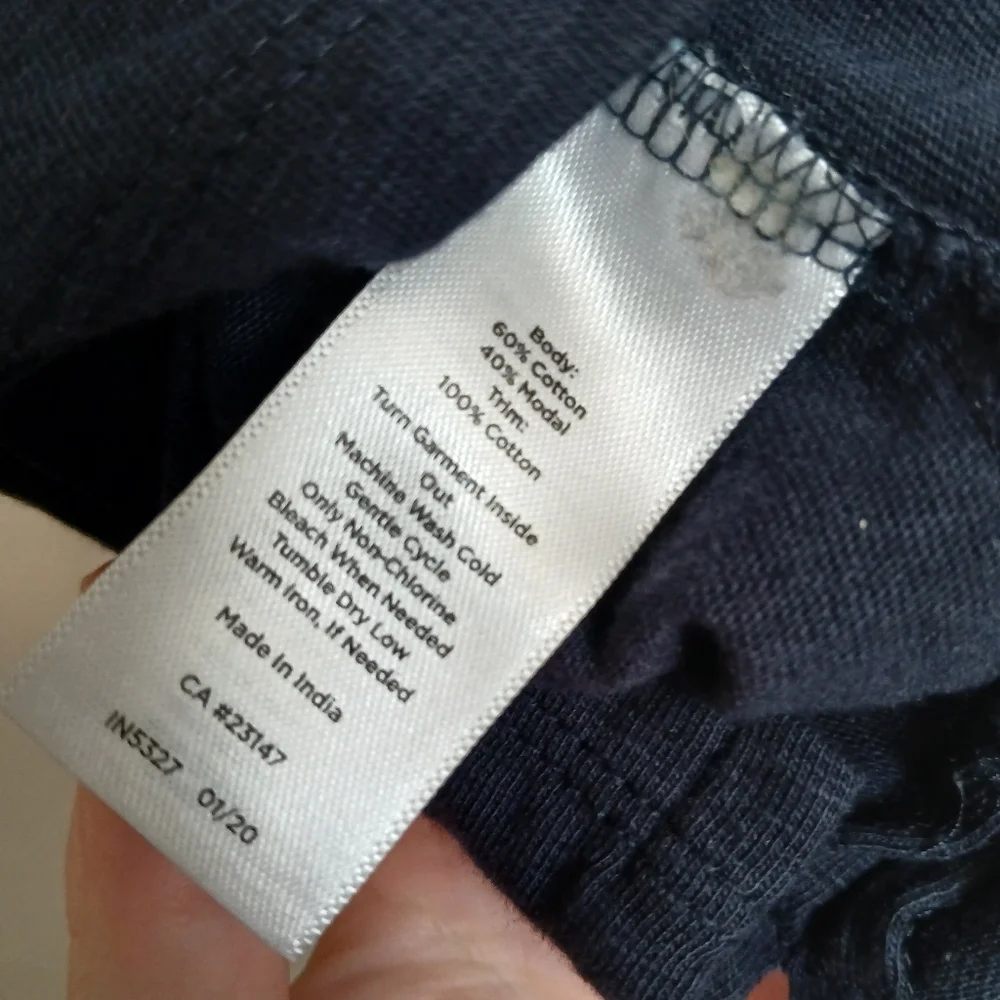 Talbots Size Small Navy Blue Short Sleeve T-shirt Lace Cut Out Shirt - Picture 9 of 9